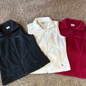 Columbia womens Fleece Vests - Black, White, and Red